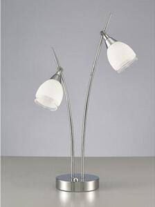 T982 2 Light Table Lamp In Chrome With Clear Edged Satin White Glass Shades