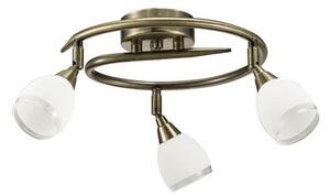 SP8983 3 Light Semi Flush Ceiling Light In Bronze, Clear Edged White Glass Shades