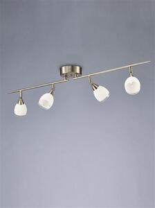 SP8974 4 Light Bar Ceiling Light In Satin Nickel With Clear Edged White Shades