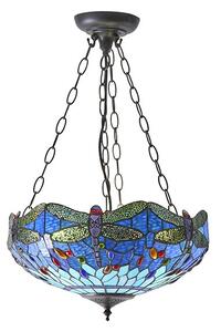 Interiors 1900 64075 Dragonfly Blue Tiffany Medium Inverted 3 Light Ceiling Pendant