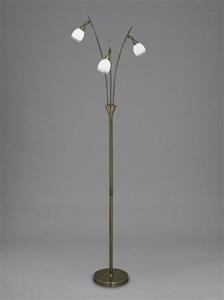 S221 3 Light Standard Floor Lamp In Bronze With Clear Edged White Glass Shades