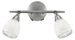 Franklite SPOT8962 Lutina 2 Light Wall Light In Chrome With Clear Edged Satin White Glass Shades