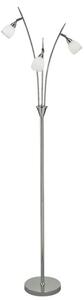 S219 3 Light Standard Floor Lamp In Chrome, Clear Edged Satin White Glass Shades