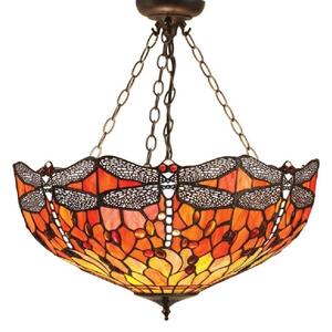 Interiors 1900 64076 Dragonfly Flame Tiffany Medium Inverted 3 Light Ceiling Pendant