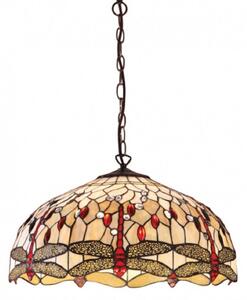 Interiors 1900 64079 Dragonfly Beige Tiffany Large 3 Light Ceiling Pendant Light