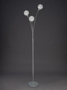 S222 Standard Floor Lamp In Chrome With Three Textured Clear Glass Spheres