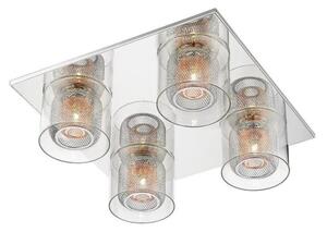 Impex PGH606101/04/PL/CH Laure Four Light Flush Ceiling Light In Chrome And Copper