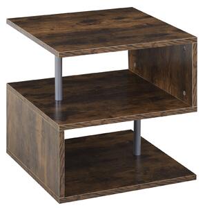 HOMCOM Coffee End Table S shape 2 Tier Storage Shelves Organizer Versatile Home office furniture (Natural)