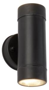Searchlight 7592-2BK 2 Light LED Outdoor Cylindrical Coastal Wall Light In Black - Height: 160mm