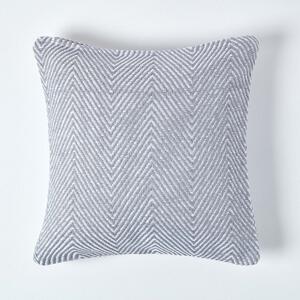 Homescapes Cotton Grey Halden Chevron Cushion Cover, 45 x 45 cm