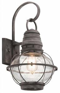 KL/BRIDGEPOINT/L Bridgepoint 1 Light Large Wall Lantern Light In Weathered Zinc - H: 510mm