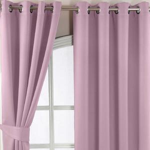 Pastel Pink Herringbone Chevron Blackout Thermal Curtains Pair Eyelet Style, 65x54"