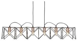 Searchlight 8416-6BK Anthea Six Light Bar Ceiling Pendant Light In Black And Copper