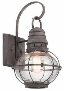 KL/BRIDGEPOINT/M Bridgepoint 1 Light Medium Wall Lantern Light In Weathered Zinc - H: 405mm