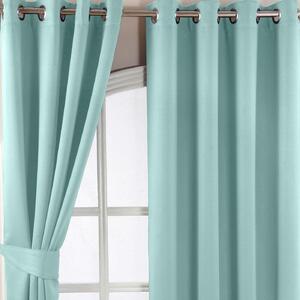 Pastel Blue Herringbone Chevron Blackout Thermal Curtains Pair Eyelet Style, 65x90"