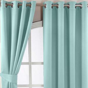 Pastel Blue Herringbone Chevron Blackout Thermal Curtains Pair Eyelet Style, 45x90"