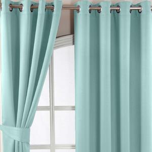 Pastel Blue Herringbone Chevron Blackout Thermal Curtains Pair Eyelet Style, 45x72"