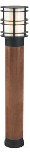 Norlys ST-BOLSW-L-E27-B Stockholm 1 Light Bollard Light In Black And Scandinavian Wood - H: 850mm