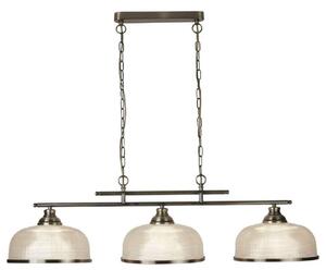 Searchlight 3593-3AB Bistro II Three Light Bar Ceiling Light In Antique Brass With Glass Shades