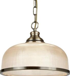 Searchlight 1682AB Bistro II One Light Ceiling Pendant Light In Antique Brass With Glass Shades