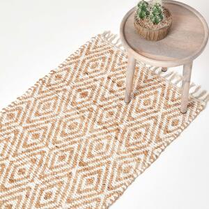 Homescapes Sierra Neutral Diamond Pattern Hemp Chindi Hall Runner, 66 x 200 cm