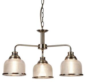 Searchlight 1683-3AB Bistro II Three Light MultiArm Ceiling Light, Antique Brass With Glass Shades