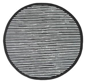 Groove Black and White Monochrome Stripy Cotton Chindi Rug, 150 cm Round