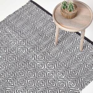 Trance Black and White Diamond Pattern Recycled Fibre Rug, 120 x 170 cm