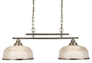 Searchlight 3592-2AB Bistro II Two Light Bar Ceiling Light In Antique Brass With Glass Shades