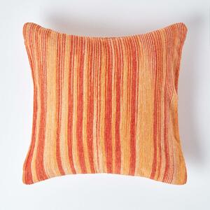 Homescapes Cotton Chenille Tie Dye Orange Cushion Cover, 60 x 60 cm