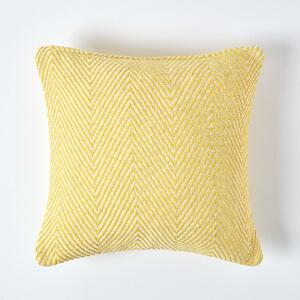 Homescapes Cotton Yellow Halden Chevron Cushion Cover, 45 x 45 cm