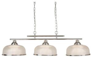 Searchlight 3593-3SS Bistro II Three Light Ceiling Bar Light In Satin Silver With Glass Shades