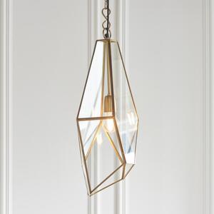 Endon 73117 Avery One Light Ceiling Pendant Light In Antique Brass And Clear Glass