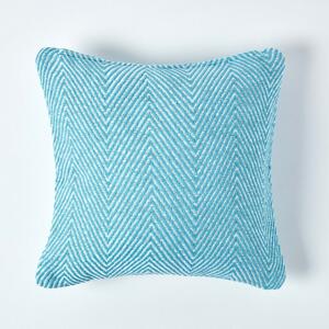 Homescapes Cotton Teal Halden Chevron Cushion Cover, 60 x 60 cm