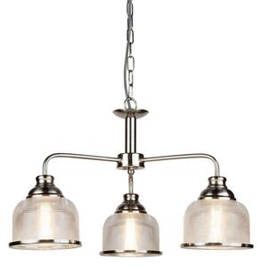 Searchlight 1683-3SS Bistro II Three Light MultiArm Ceiling Light In Satin Silver With Glass Shades