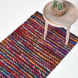 Handwoven Multi Coloured Recycled Chindi Folk Hall Runner, 66 x 200 cm