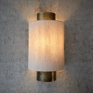 Endon 71308 Indara One Light Wall Light In Hammered Bonze Effect Plate Curved Natural Linen Shade