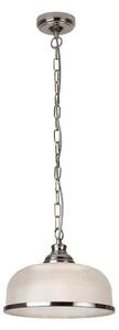 Searchlight 1682SS Bistro II One Light Ceiling Pendant Light In Satin Silver With Glass Shade