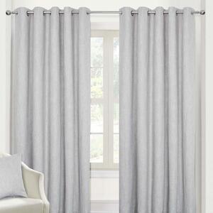 Light Grey Heavy Weight Textured Blackout Lined Thermal Eyelet Curtain Pair, 66 x 72"