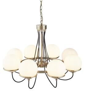 Searchlight 7098-8AB Sphere Eight Light Ceiling Pendant Light In Antique Brass With Glass Shades