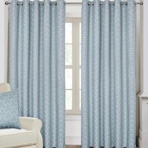 Blue Geometric Jacquard Blackout Eyelet Curtain Pair, 90 x 72"