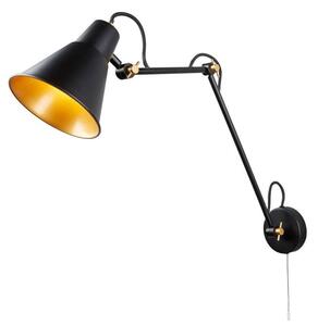 Searchlight 7403BK One Light Adjustable Wall Light In Black And Gold - Height: 730mm