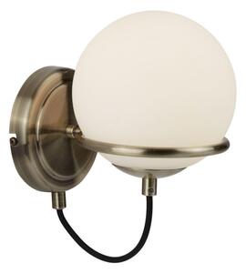 Searchlight 7091AB Sphere One Light Wall Light In Antique Brass With Glass Shade