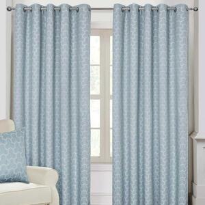 Blue Geometric Jacquard Blackout Eyelet Curtain Pair, 46 x 72"