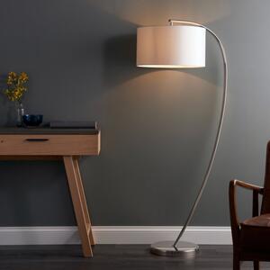 Endon 72388 Josephine One Light Floor Lamp In Bright Nickel Plate With White Fabric Shade