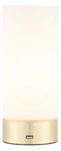 Endon 69520 Dara One Light USB Table Lamp In Brushed Brass And Matt Opal Duplex Glass