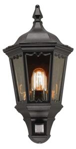 Elstead MD7-PIR-BLACK Medstead 1 Light Half Lantern Wall Light With PIR In Black