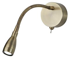 Searchlight 9917AB One Light LED Wall Light With Bendy Arm In Antique Brass - Height: 290mm