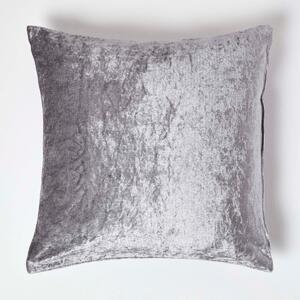 Homescapes Silver Luxury Crushed Velvet Cushion Cover, 60 x 60 cm