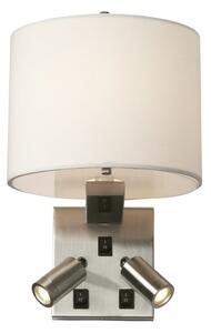 Elstead BELMONT-3W Belmont 3 Light Wall Light In Brushed Nickel With White Shade